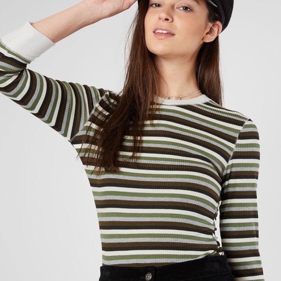 Free People Striped 3/4 Sleeve Top - Picture 1 of 5